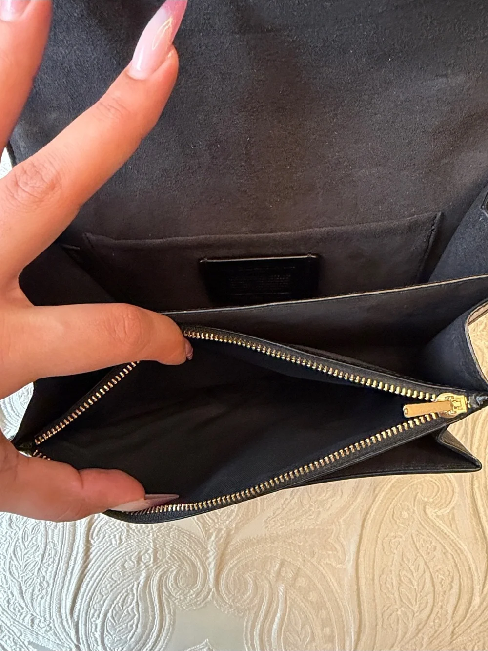 Coach Black Leather Crossbody with Gold Chain - Picture 6 of 10